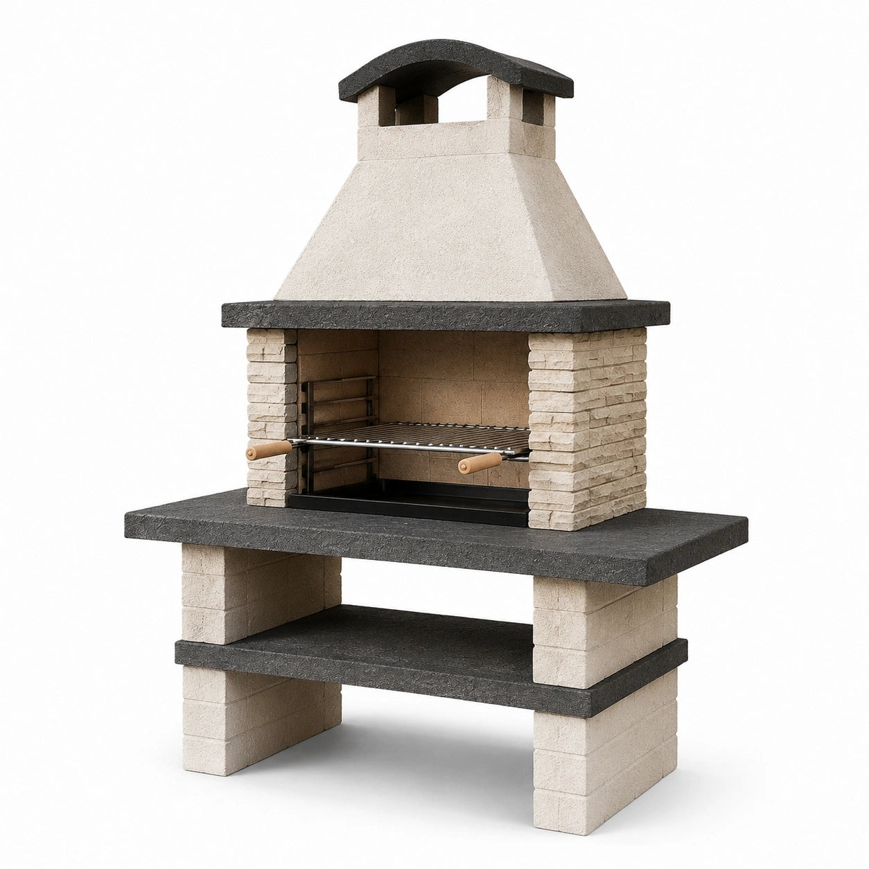 Barbecue in Cemento e Pietra con Griglia in Acciaio Inox 110x65x200 cm