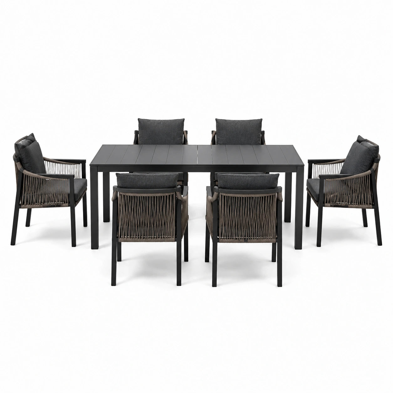 Set da Pranzo in Alluminio e Poliestere con 6 Sedie