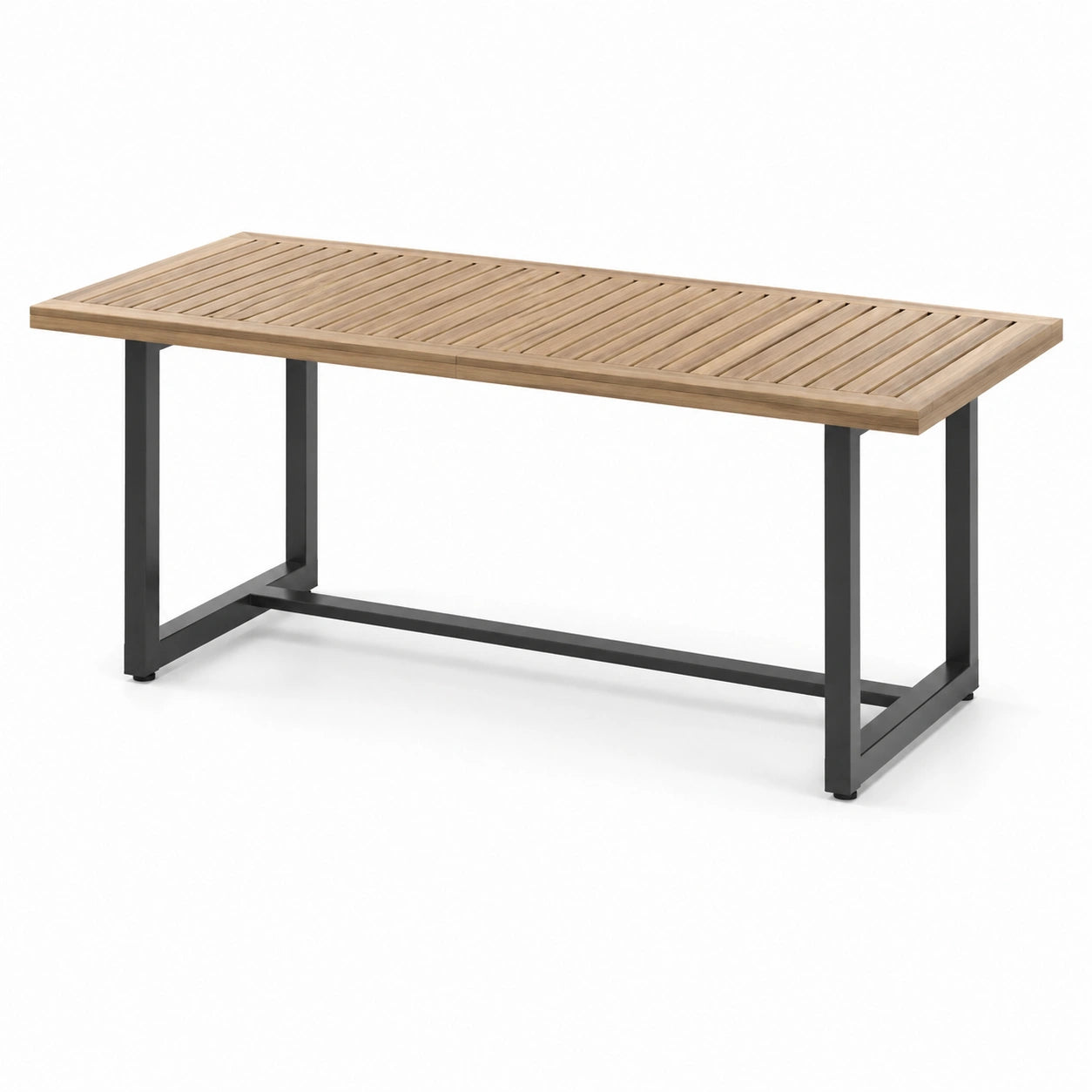 Tavolo da giardino in legno e metallo nero 200x100x75 cm