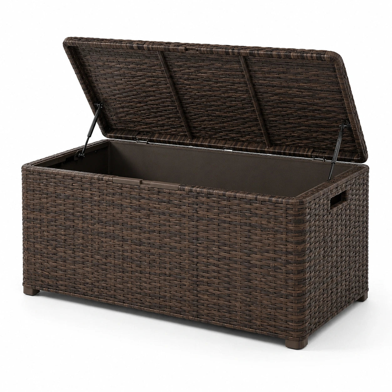 Baule da giardino in rattan sintetico marrone