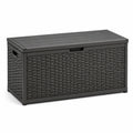 Baule da giardino in plastica effetto rattan antracite 123x53x57 cm