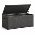Baule da giardino in rattan sintetico grigio 120x50x60 cm