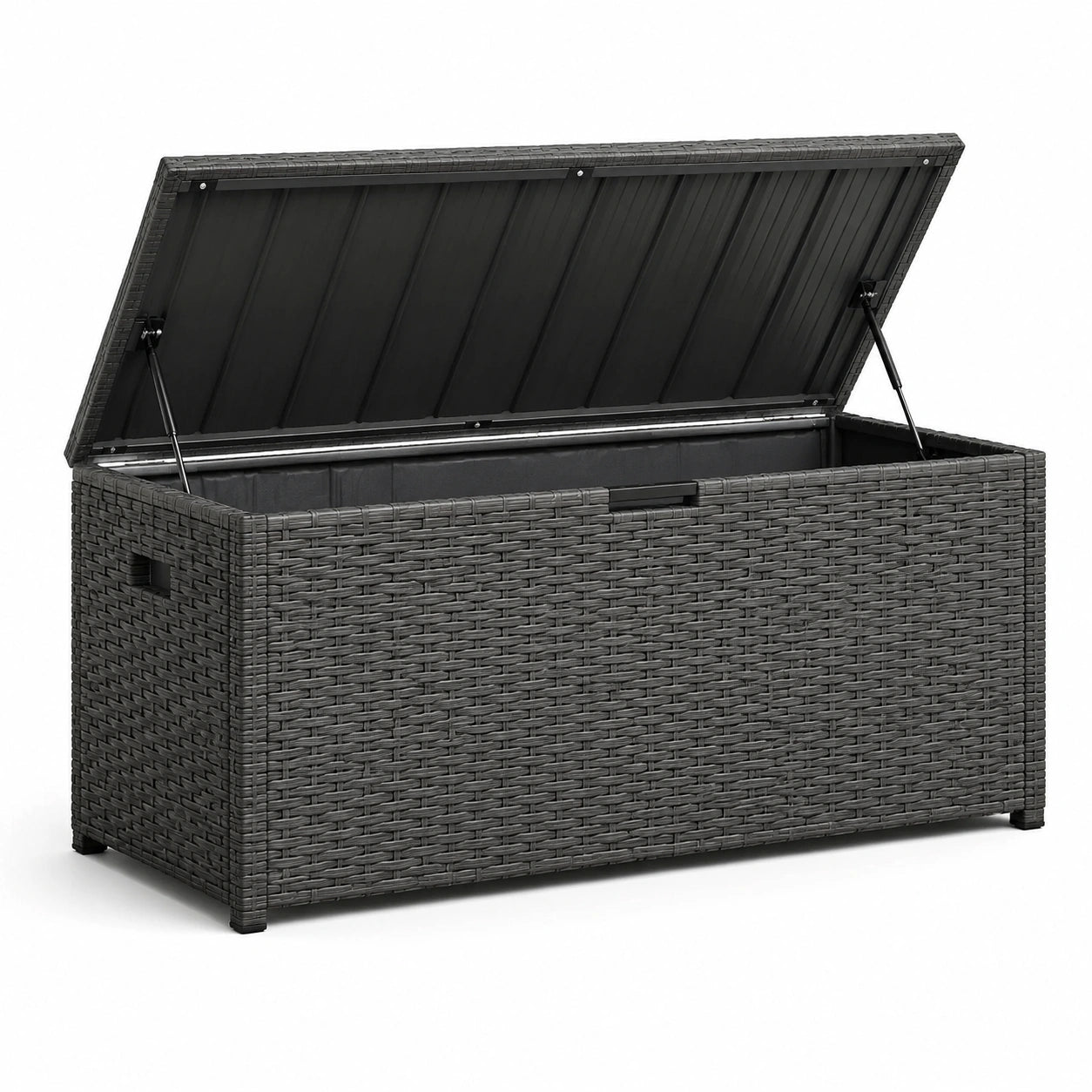 Baule da giardino in rattan sintetico grigio 120x50x60 cm
