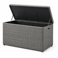 Baule da esterno in rattan sintetico grigio con interno in polipropilene 120x60x50 cm
