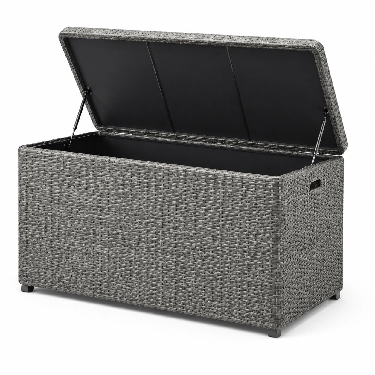 Baule da esterno in rattan sintetico grigio con interno in polipropilene 120x60x50 cm