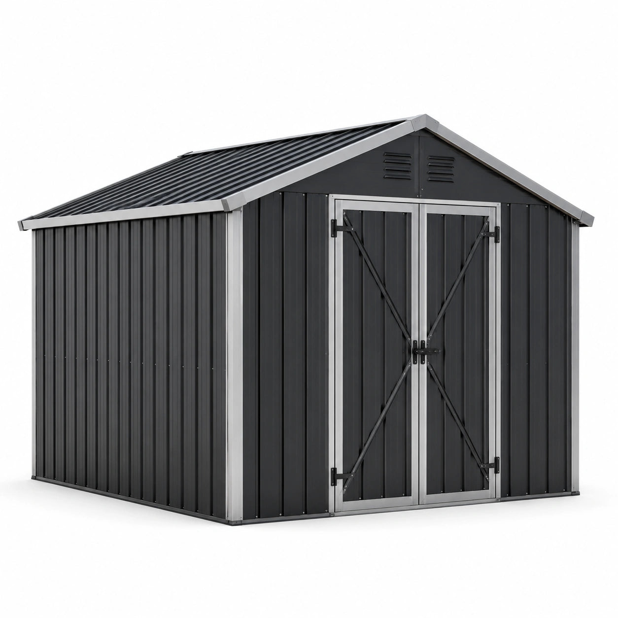 Capanno da Giardino in Metallo 2.5m x 3m x 2m Grigio Scuro
