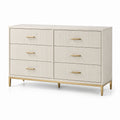 Cassettiera in Legno e Metallo con Dettagli in Ottone 120x40x75 cm Bianco