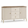 Credenza in legno MDF e massello, gambe in metallo, beige