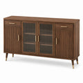 Credenza in legno con ante in vetro temperato e maniglie in metallo