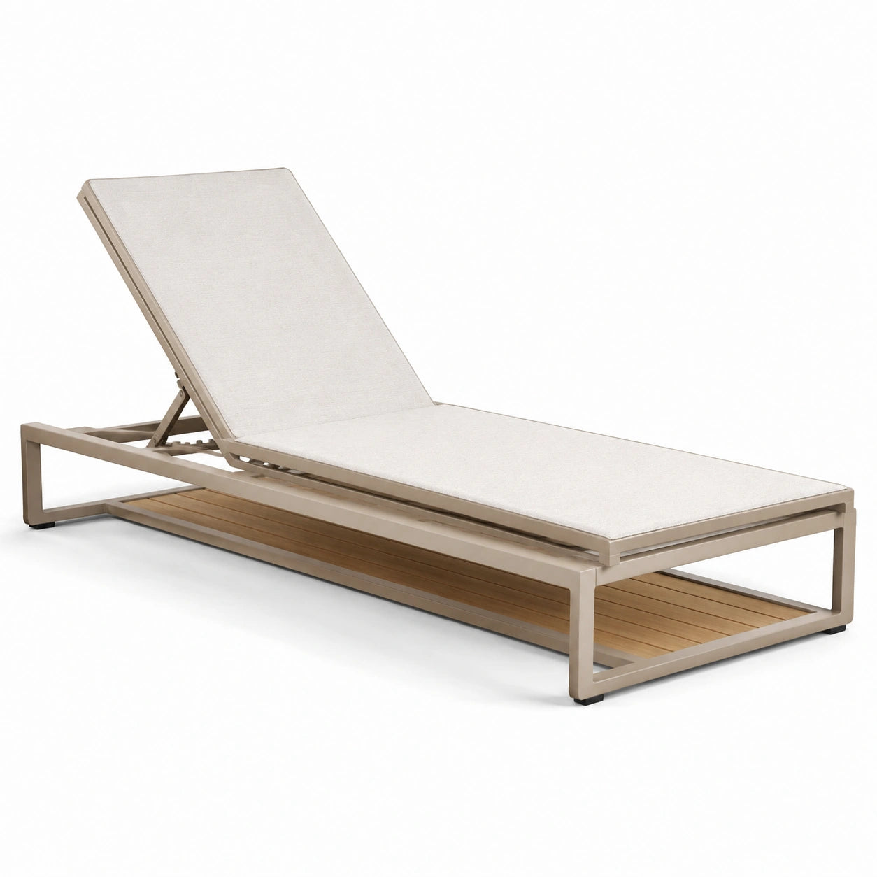 Lettino prendisole in alluminio con tessuto beige