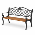 Panchina da giardino in metallo e legno nero e marrone