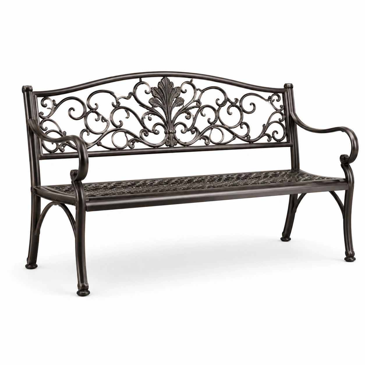 Panca da giardino in metallo nero 128 cm