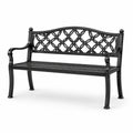Panca da giardino in lega di alluminio nero con schienale decorativo